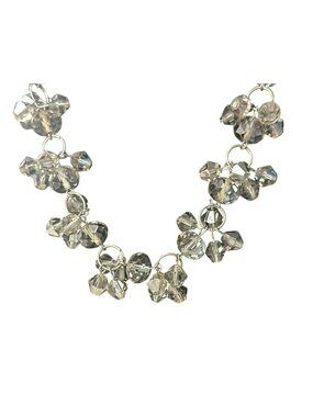 Crystal Beaded Cluster Statement Necklace Adjustable Plastic Faceted Beads